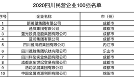 德勝集團(tuán)位列2020四川省民營企業(yè)100強第6位